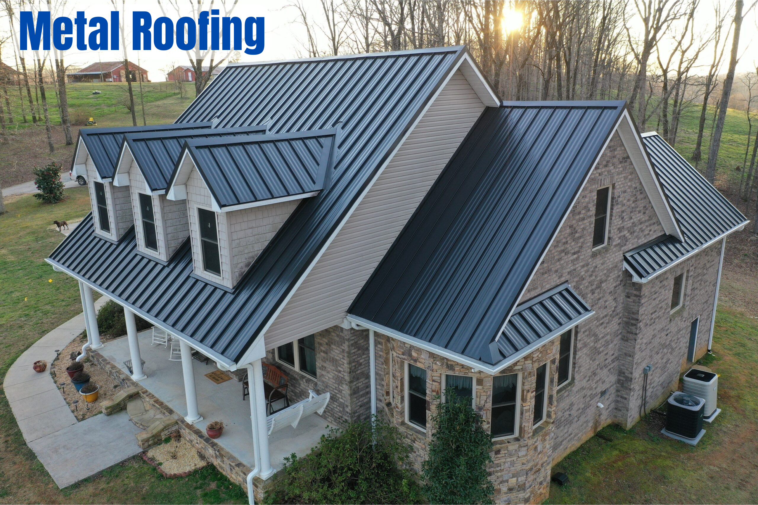 a house with a metal roof